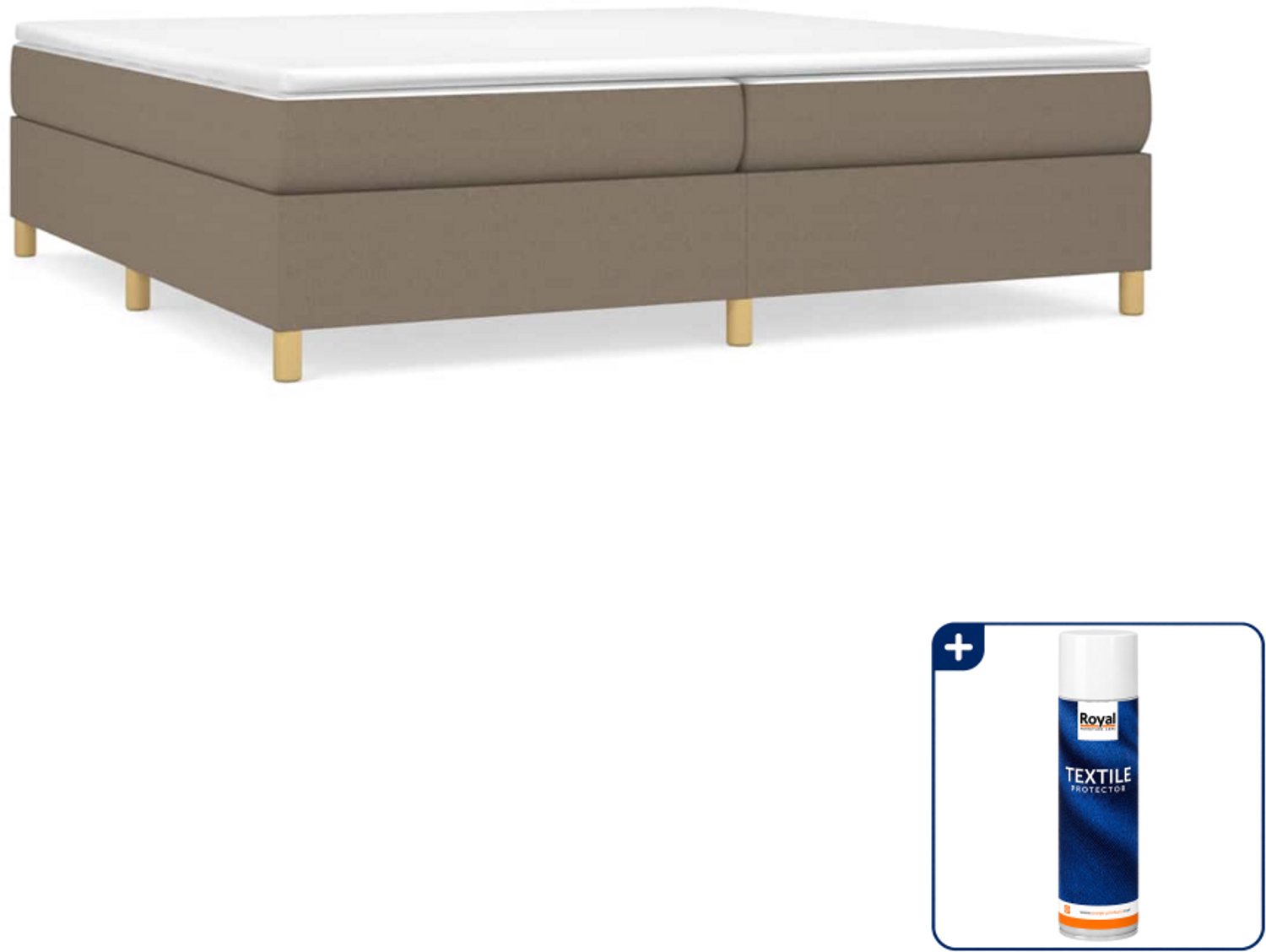 vidaXL boxspring bed - 200 x 200 cm - stof - taupe - Inclusief textielbeschermer 500 ml Blauw