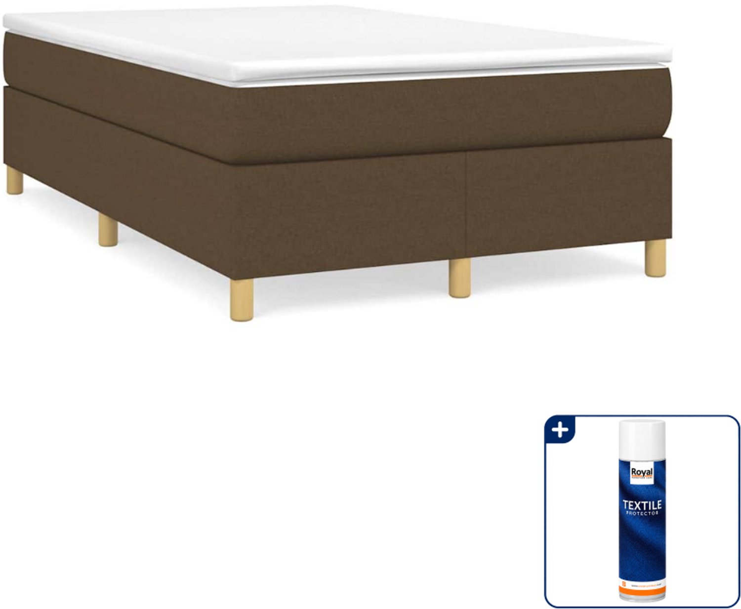 vidaXL boxspring bed - 120 x 200 cm - stof - donkerbruin - Inclusief textielbeschermer 500 ml Groen