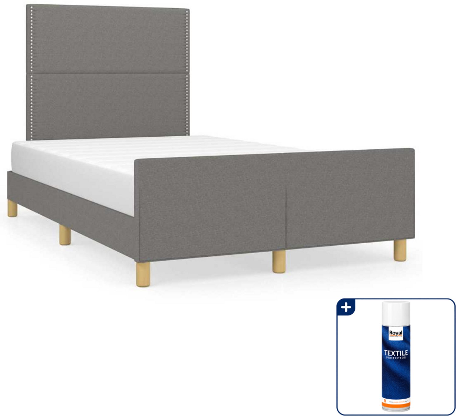 vidaXL bedframe - 120 x 200 cm - stof - donkergrijs - Inclusief textielbeschermer 500 ml Groen