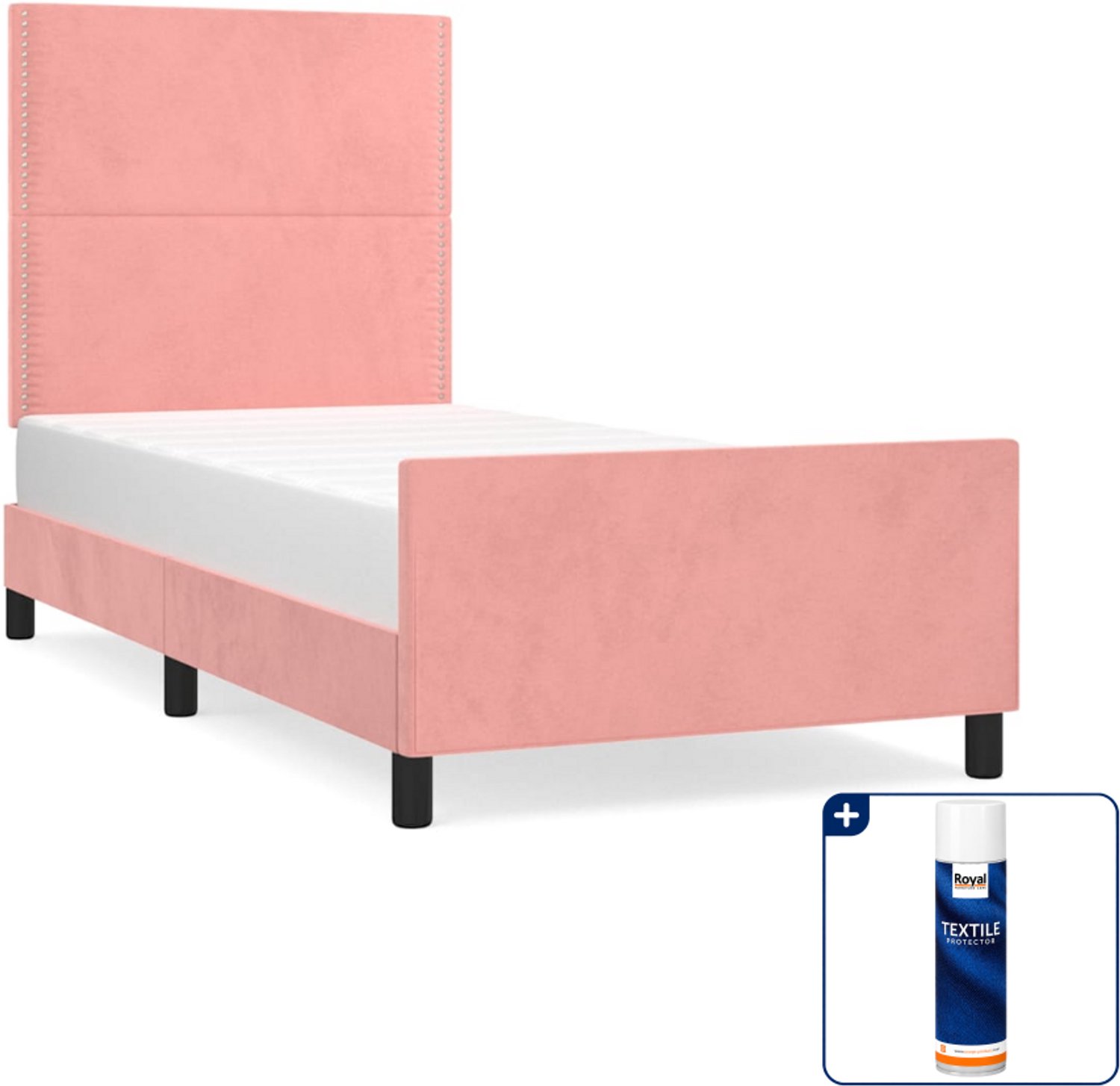 vidaXL Bedframe - 80 x 200 cm - fluweel - roze - Inclusief textielbeschermer 500 ml