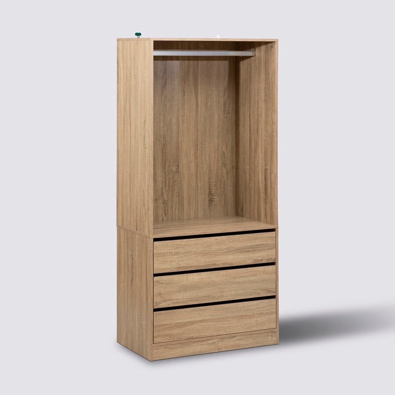 Kledingkast - 3 lades - 80 x 48 x 180 cm - Zwart
