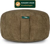 MindBaas - Meditatiekussen - Rib - Donkergroen - Incl. E-Mediteergids - Eco - Rond - Dubbel Gestikt - 15 x 33 cm (hoogte x diameter) - Yoga kussen - Yogakussen Zit Poef - Zitkussen - Vloerkussen