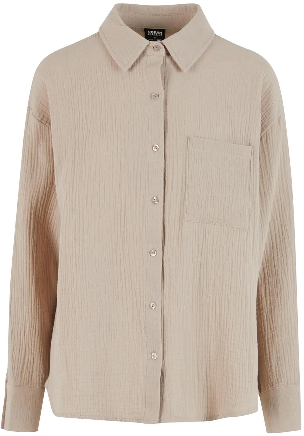 Damesoverhemd Urban Classics Musselin Beige