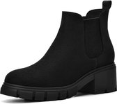 Olanly - Dames Chelsea laarzen - Comfortabele enkellaarsjes - Blokhak - Elastische zijkant - zwart - 36,5 - Geschikt voor een voetlengte van 23,1 cm