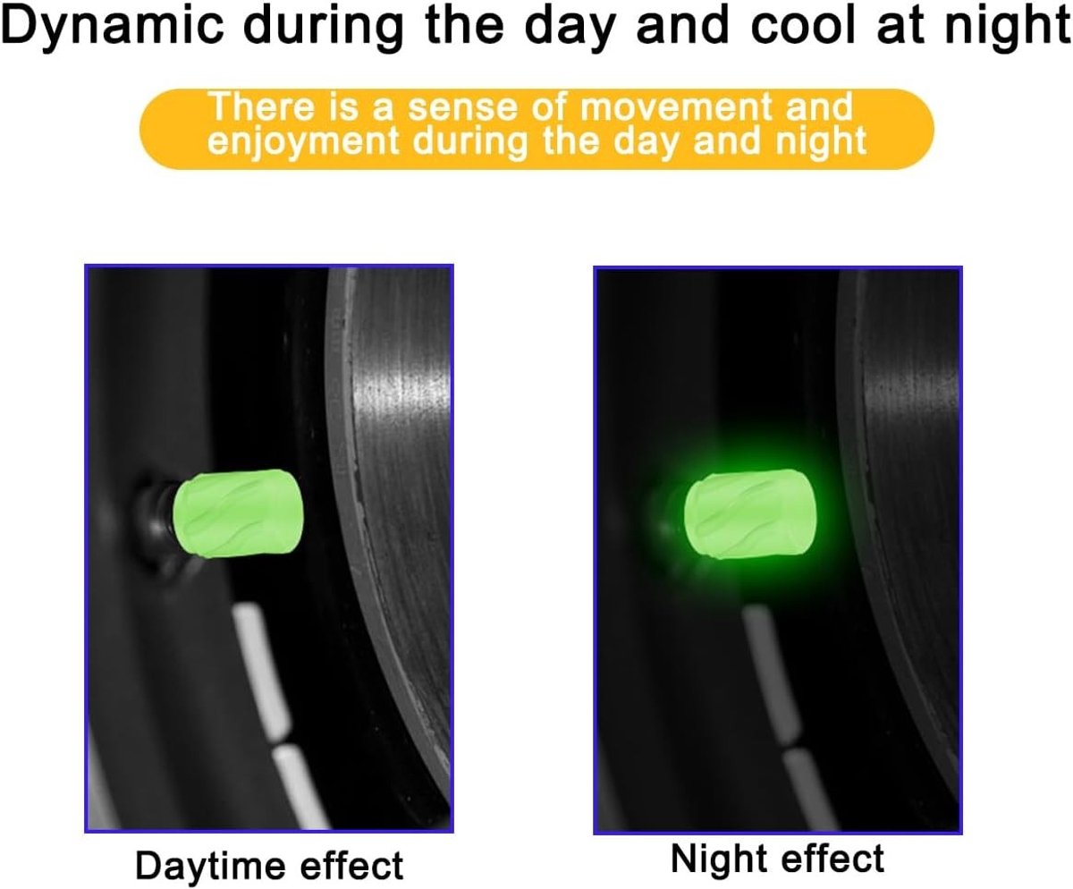 Set van 12 Fluorescerende Ventieldoppen voor Auto's, Fietsen en Motoren - Universele Luminous Ventieldoppen voor Banden (Groen)