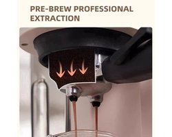 Espressomachine - Koffiemachine - Compact Koffiezetapparaat - 20 Bar - Semi-automatische - met Maalwerk -Melkschuimsysteem - Compact & Gebruiksvriendelijk - voor Espresso - Cappuccino en Latte