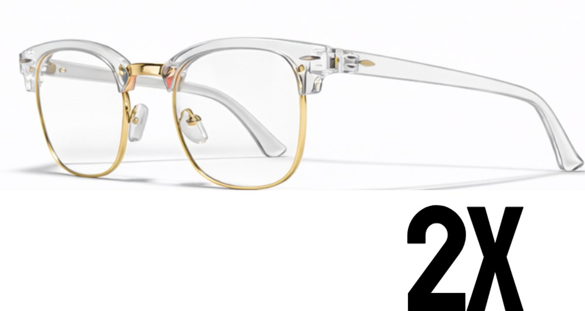 computerbril.shop® Vintage Computerbril - Transparant met goud montuur - Blauw Licht Filter Bril - Blue Light Glasses - Beeldschermbril - Anti blauw licht - Gaming Bril - Vermoeide ogen - Hoofdpijn - Bril computer/tv scherm - Unisex - Zonder Sterkte