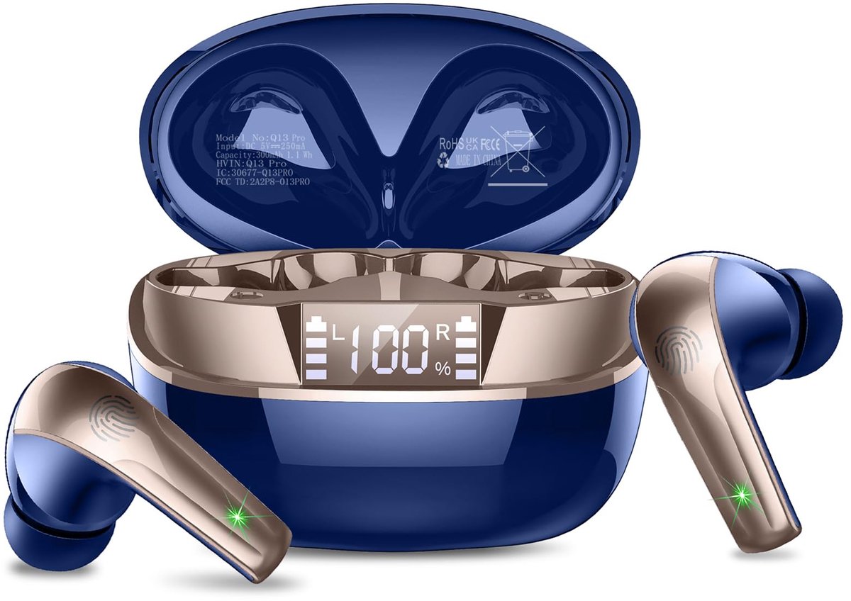 Bluetooth hoofdtelefoon, koptelefoon, draadloos, IP7 waterdicht, blauw - ShopVlot
