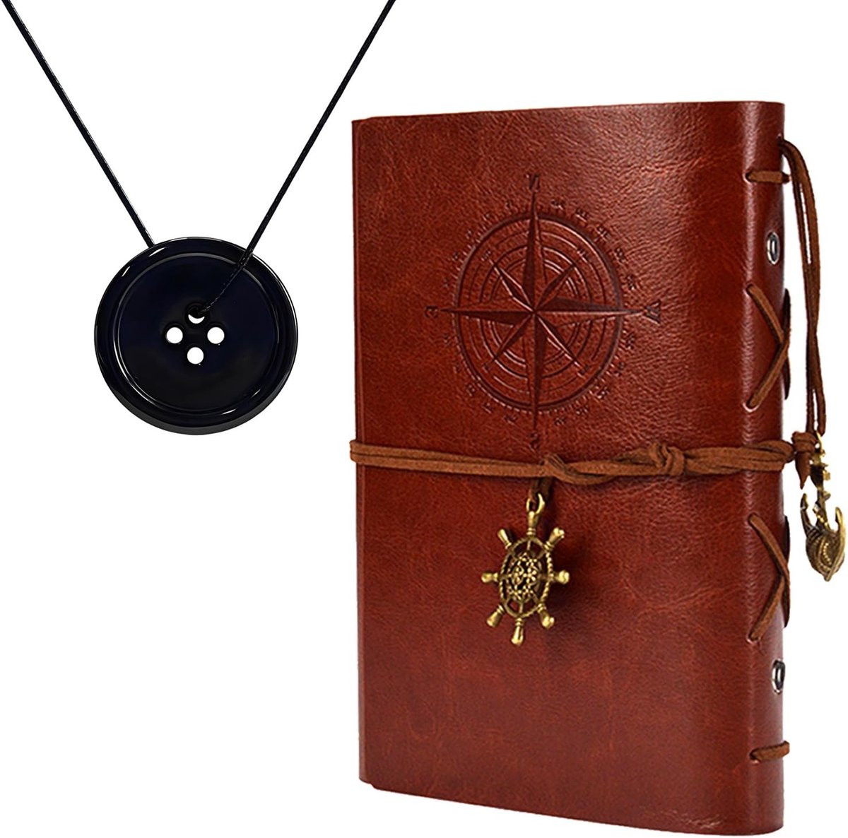 Knot Ogen Ketting in Donker Sprookjesstijl voor Halloween Kostuum, 2 Stuks, Leer en Hars, Perfect Cadeau voor Vrouwen en Mannen