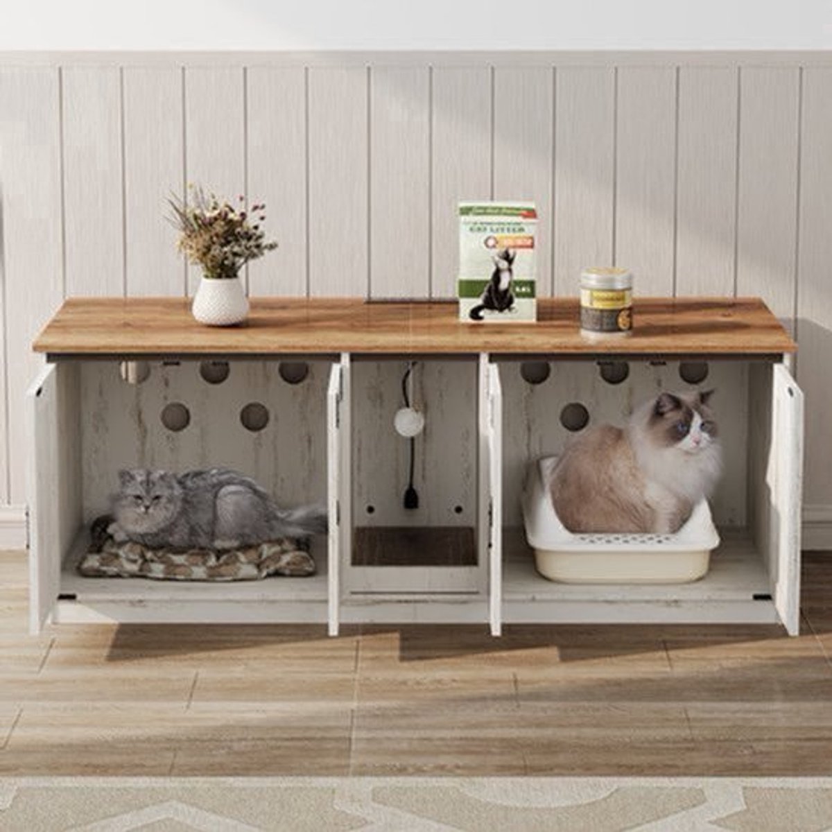 Kattenbakcabinet – Kattenbakkast – Kattenhuis – Kattenbakmeubel – Kattentoilet – Privacy Met Slot – Duurzaam Gelamineerd Hout