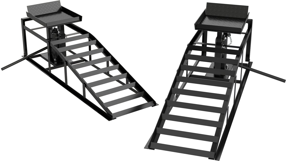 HOMCOM Car Ramp-Metall-114L x 34,5B x 32,5H cm-Schwarz