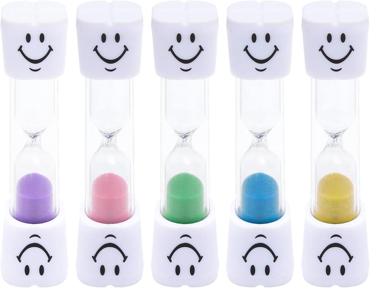 5 Stuks Zandloper Set van 3 Minuten, Nauwkeurige Timer voor Tandenpoetsen, Theetijd en Keuken, Herbruikbare en Schokbestendige Zandlopers voor Thuis en Op Reis