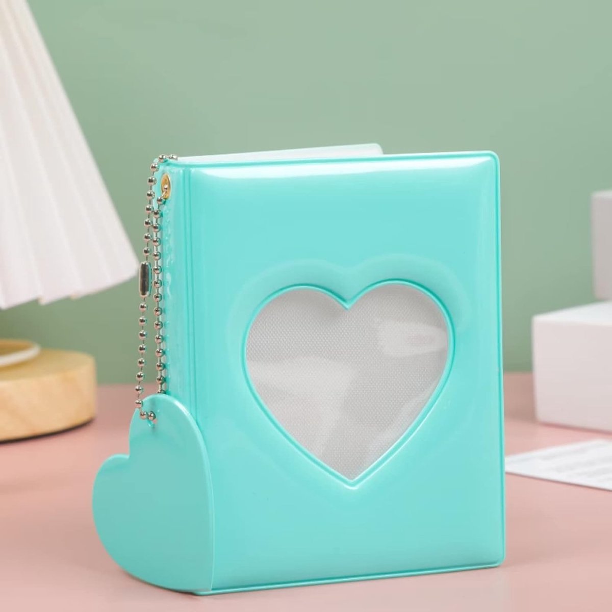 Kleurrijke Kpop Photocard Binder met Hartvormige Pendant, A5 Mini Fotoalbum met 32 Pocket Sleeves voor Verzamelkaarten en Bedrijfspassen