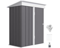 Outsunny Garden Storage Shed-Verzinkt staal-161L x 95B x 181H cm-Grijs