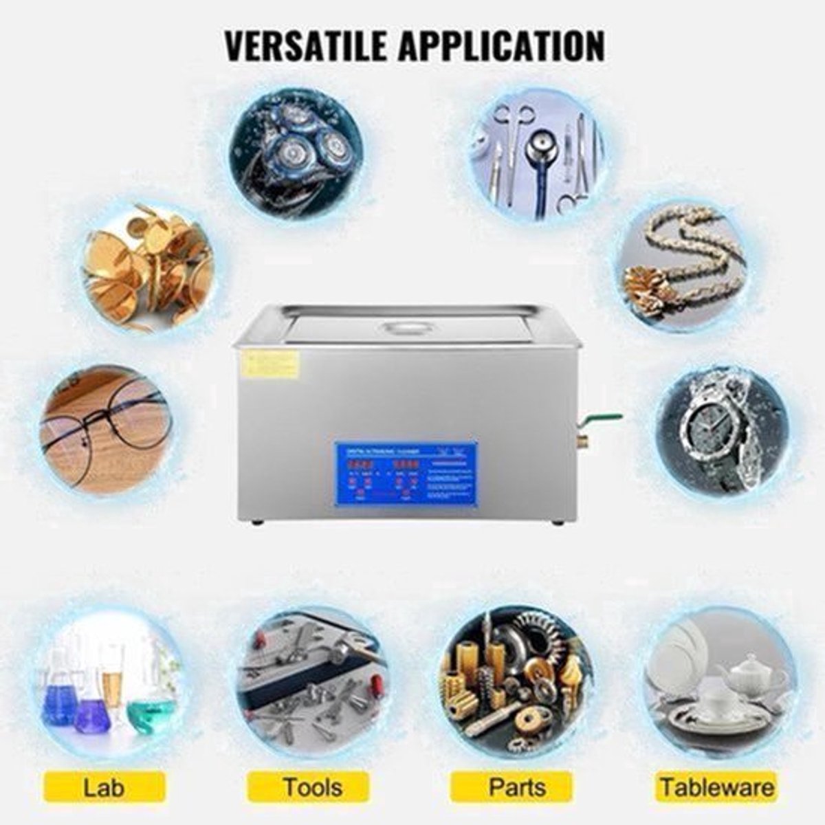 Ultrasoon Reiniger - Roestvrij Staal Professionele - Ultrasone Reinigingsapparaat - Digitale Verwarmings Timer - Sieraden - Brillen - Tanden - 1.3L