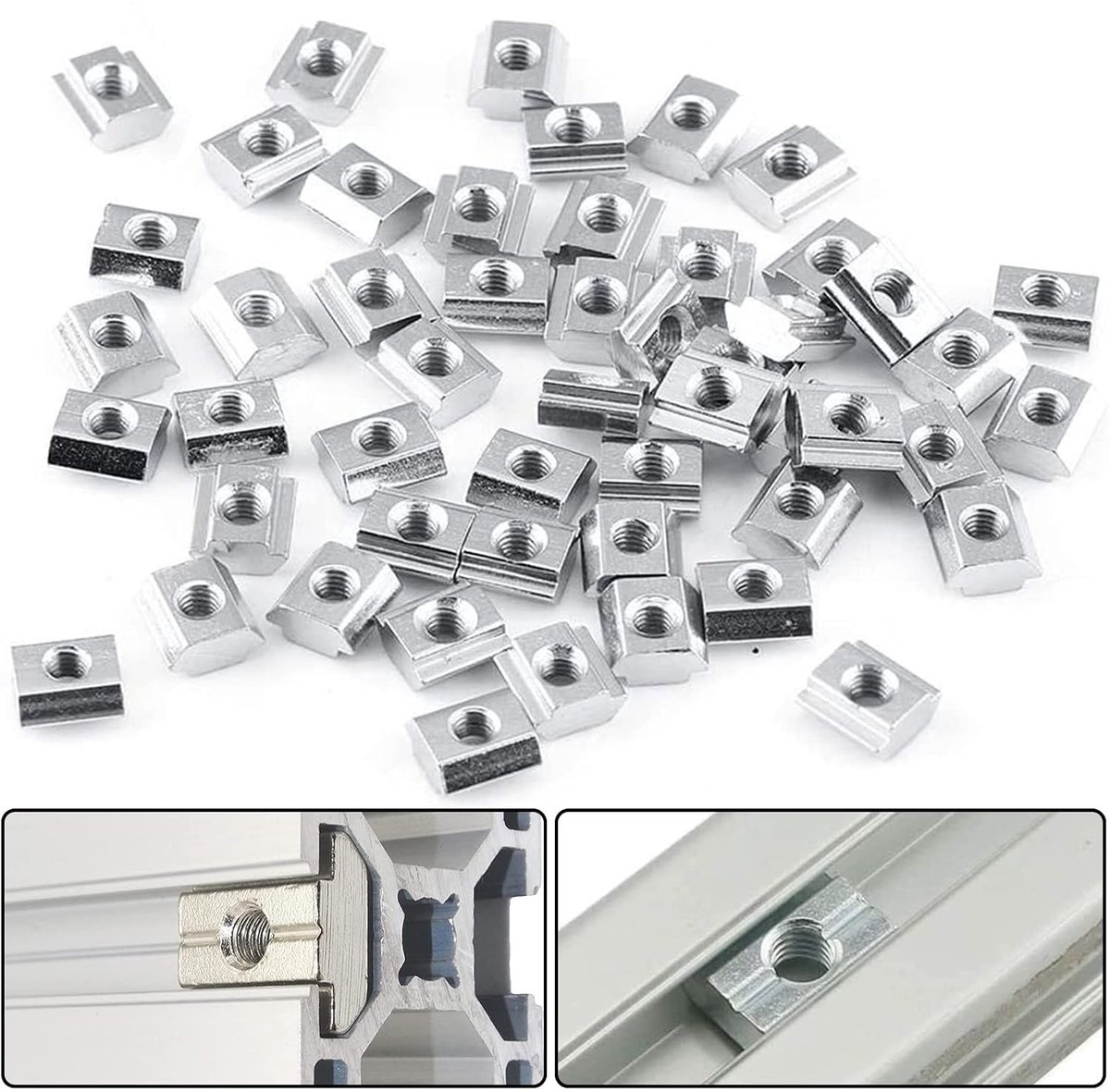 T-Slot Moeren voor Aluminium Profielen - 60 Stuks Carbon Staal Accessoires voor Houtbewerking en Constructie Type 20-M4