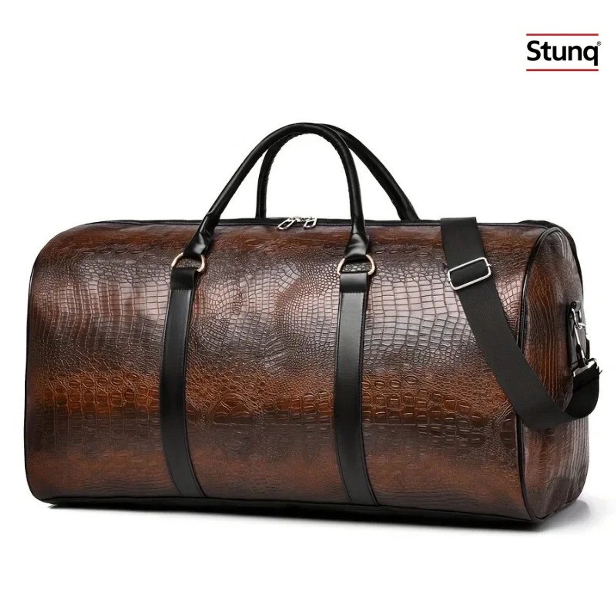 Stunq® Retro reistas met krokodillenlextuur en grote capaciteit - Duurzame unisex vakantiebagage (bruin)