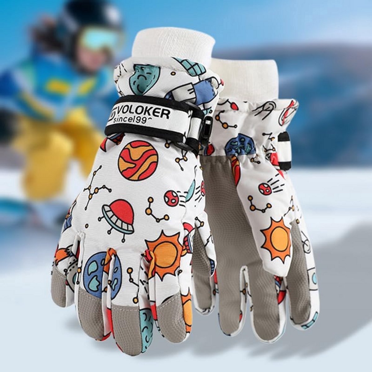 Winterhandschoenen voor kinderen Kinderwinterhandschoenen, sneeuwhandschoenen, skihandschoenen, geschikt voor kinderen van 4-12 jaar, voor jongens en meisjes, PU-handpalm, water- en winddicht, warme fleece winterhandschoenen, fietshandschoenen
