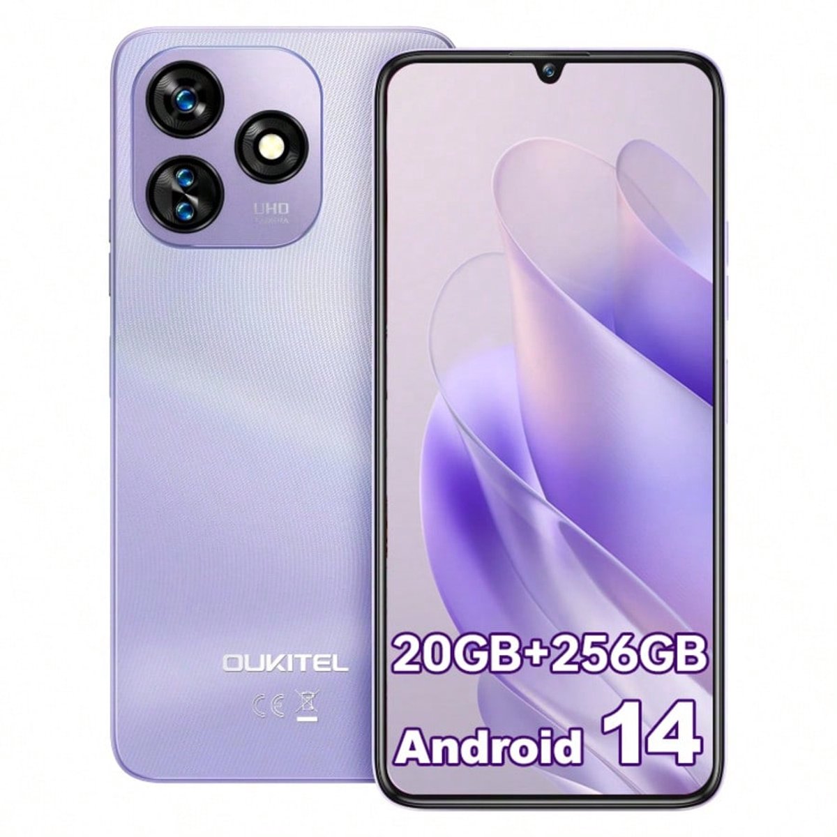 OUKITEL C51 Smartphone 20GB RAM-256GB ROM-6.8 inch HD-5150mAh batterij-Android14-4G