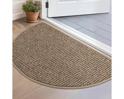 Antislip deurmat - halfrond - neemt vuil en vocht op - voor binnen bij de deur - deurmat - voor thuisgebruik - taupe - 43x76 cm - 1 stuk