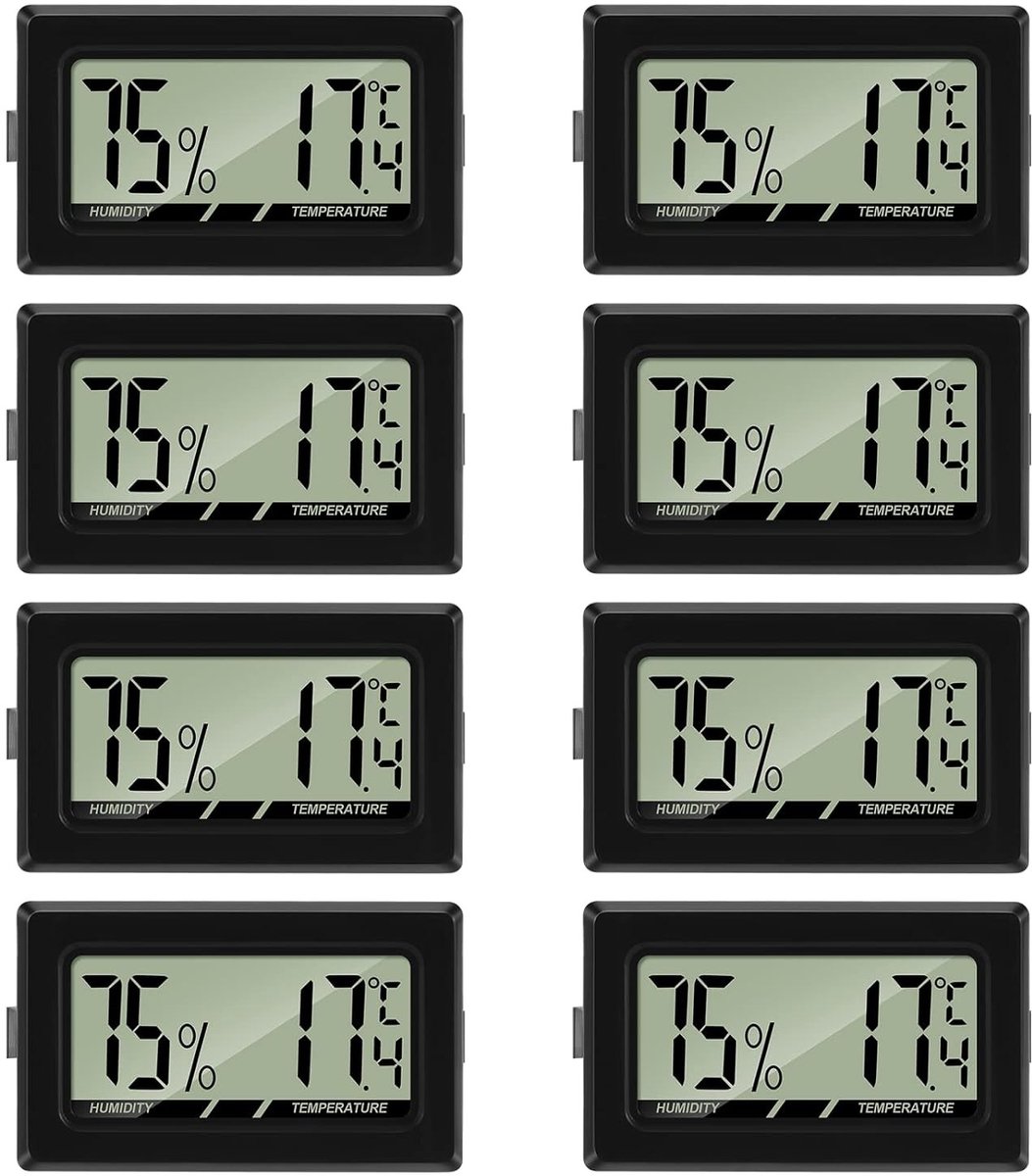 Aanlegthermometer - 8 stuks - Digitaal - Mini LCD Scherm - Temperatuur- en Vochtigheidsmeter voor Binnengebruik