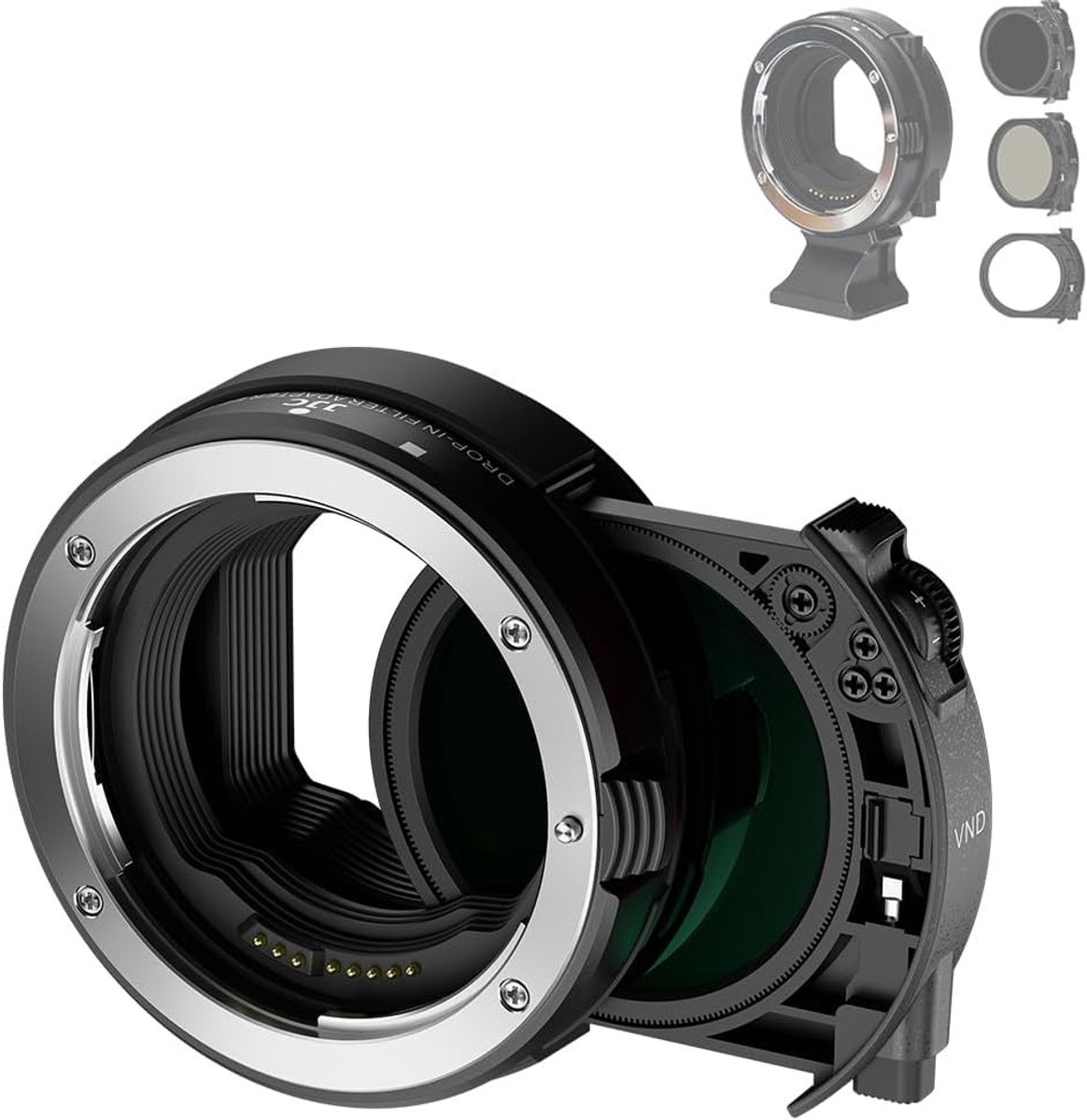 Camera Lens Mount Adapter voor Canon met C-PL en NDV Plug-in Filter voor RF-Mount Camera's zoals EOS R10, R7, R5, R6 en RP - Perfect voor Fotografie en Videografie