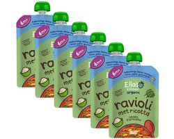 Ella's Kitchen - Biologisch Maaltijdzakje 6+m Ravioli met Ricotta - 6 x 130 gr - Voordeelverpakking