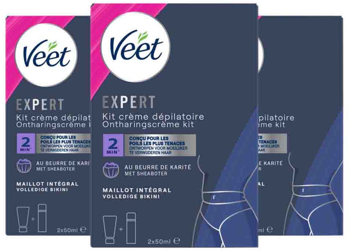 Veet Expert Ontharingscrème Bikini Kit - 3 x 2 x 50 ml - Voordeelverpakking