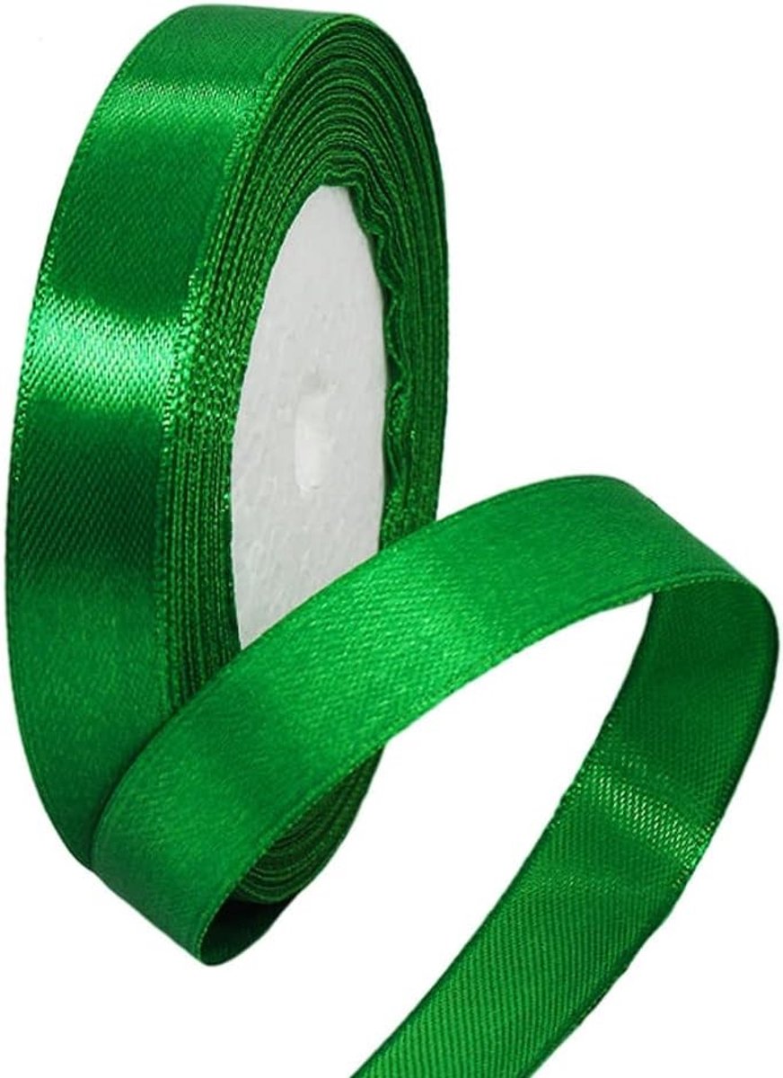 15mm Dubbelzijdig Satijnen Lint in Groen voor Cadeauverpakking, Knutselen, Bruiloft Decoratie en Feestdagen - 22m Polyester Lint voor Bloemen en Taart