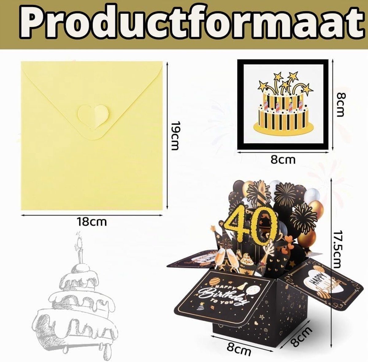 3D Verjaardagskaart voor 40ste Verjaardag - Pop-up Kaart met Unieke Ontwerpen en Persoonlijke Boodschap