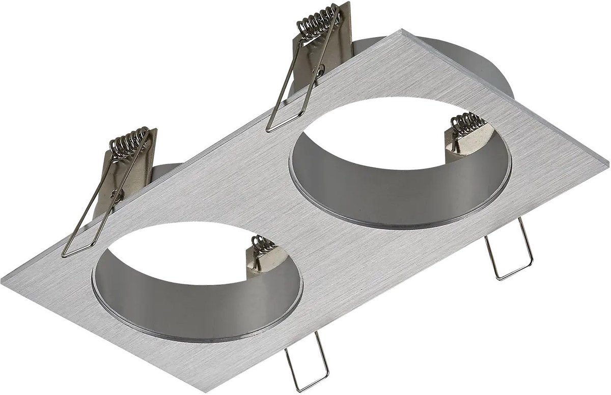 Zoom opbouwspot met 2x GU10-fitting, behuizing van aluminium in grijs, IP20, breedte 95 mm, diepte 190 mm, lichtbron niet inbegrepen.