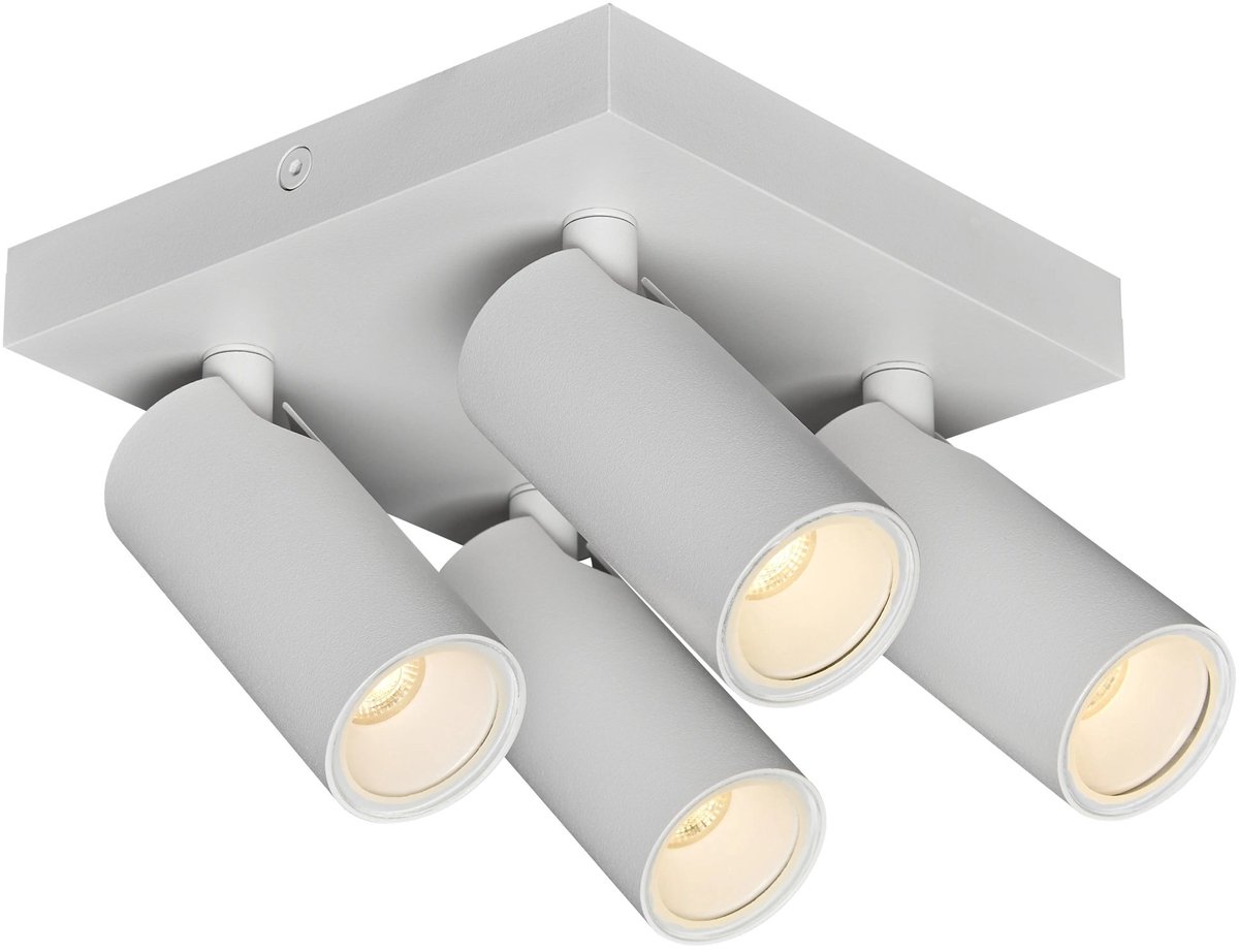 Xia plafondspot met 4 GU10 lichtpunten, wit, dimbaar, verstelbaar, IP44 spatwaterdicht, geschikt voor badkamer, excl. lichtbron