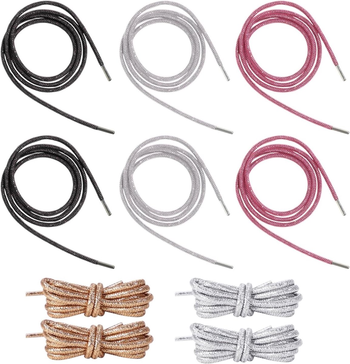5 Paar Glanzende Veters met Parelmoer en Strass, Sterk en Duurzaam voor Sportschoenen en Casual Schoenen, Perfecte Schoenaccessoires