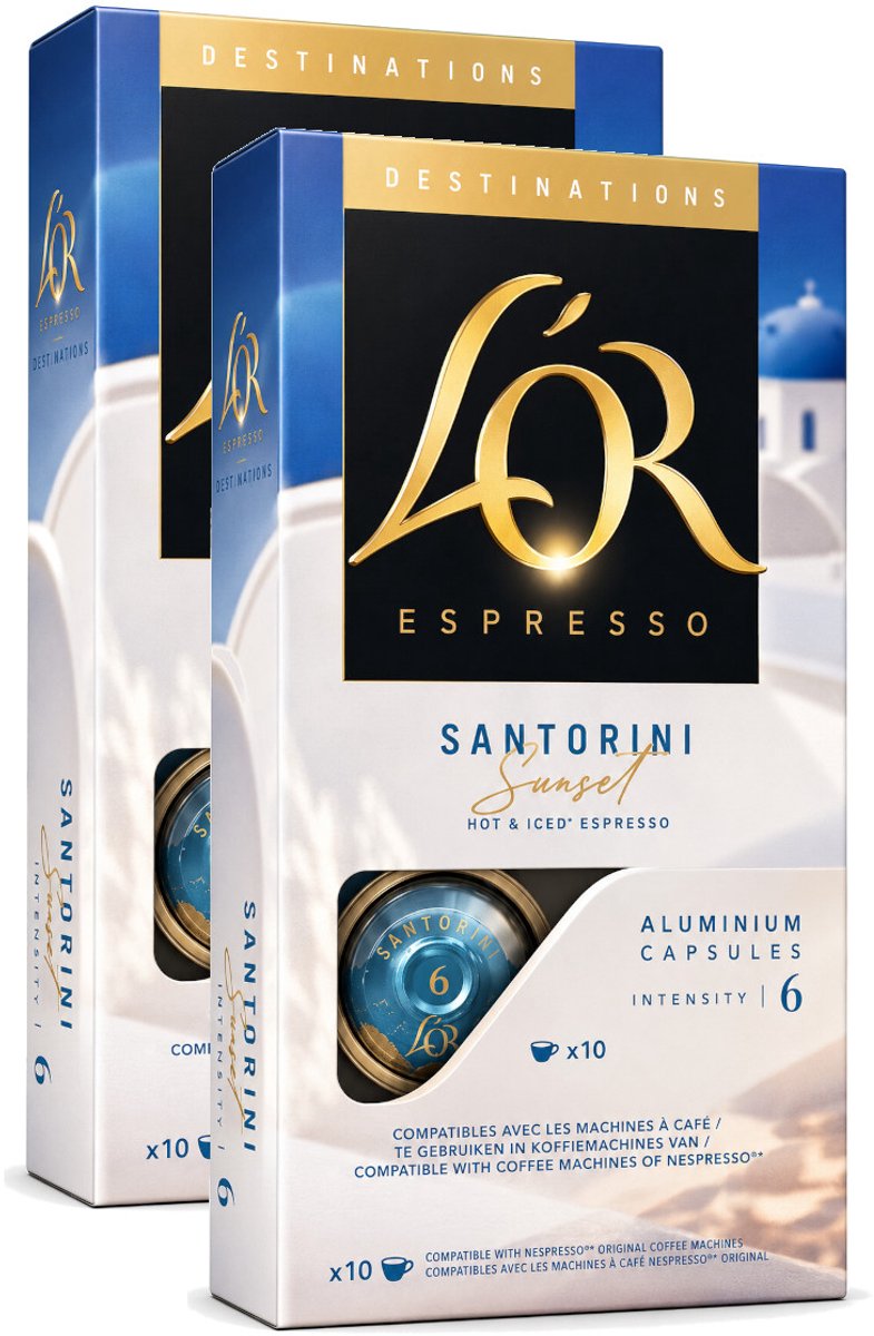 L'Or Destinations Santorini Sunset - Multipack - 20 (2x10) Koffiecups Compatibel met Nespresso Coffee Machine