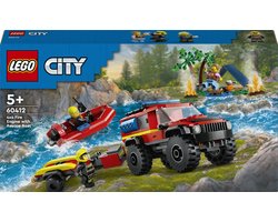 LEGO City 4x4 brandweerauto met reddingsboot Set met Speelgoed Auto en Boot Bouwpakket