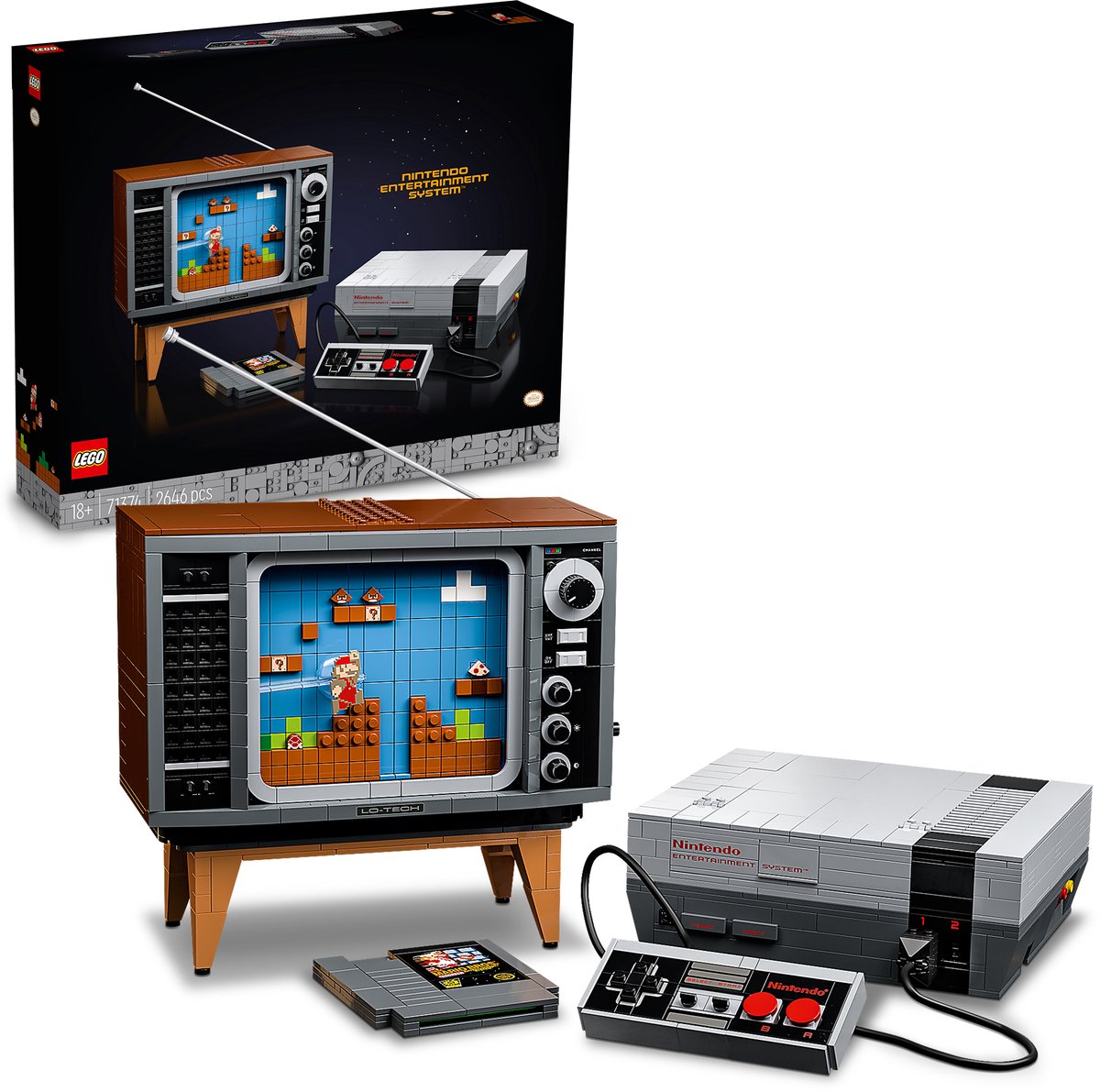 LEGO® Nintendo Entertainment System™ 71374 creatieve bouwset voor volwassenen, bouw je eigen LEGO NES en tv en beleef de gameplay van Super Mario Bros.™ opnieuw, een leuk hobbyproject en cadeau voor gamers en fans (2646 onderdelen) — afbeelding 3
