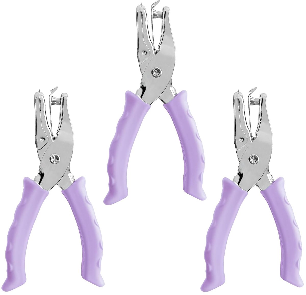 Enkelvoudige perforator - 1/4 inch (ca. 6 mm) - Geschikt voor knutselwerk - Compacte perforator met softgrip-handgreep - Ideaal voor papierknutselen thuis, op kantoor en in de klas - Paars - 3 stuks