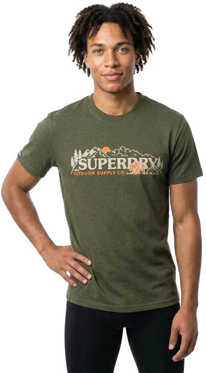 Superdry Outdoor Scene T-shirt met relaxte pasvorm Heren T-shirts Groen