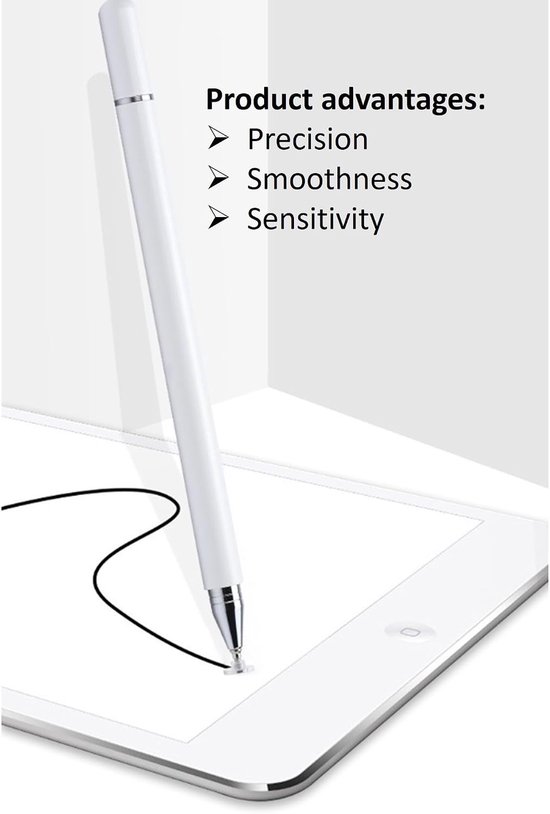 Stof hoofd tweekoppige capacitieve pen-mobiele telefoon tablet universeel-hoge gevoeligheid-magnetische zuigkap-wit-14,4 * 0,9 cm — afbeelding 4