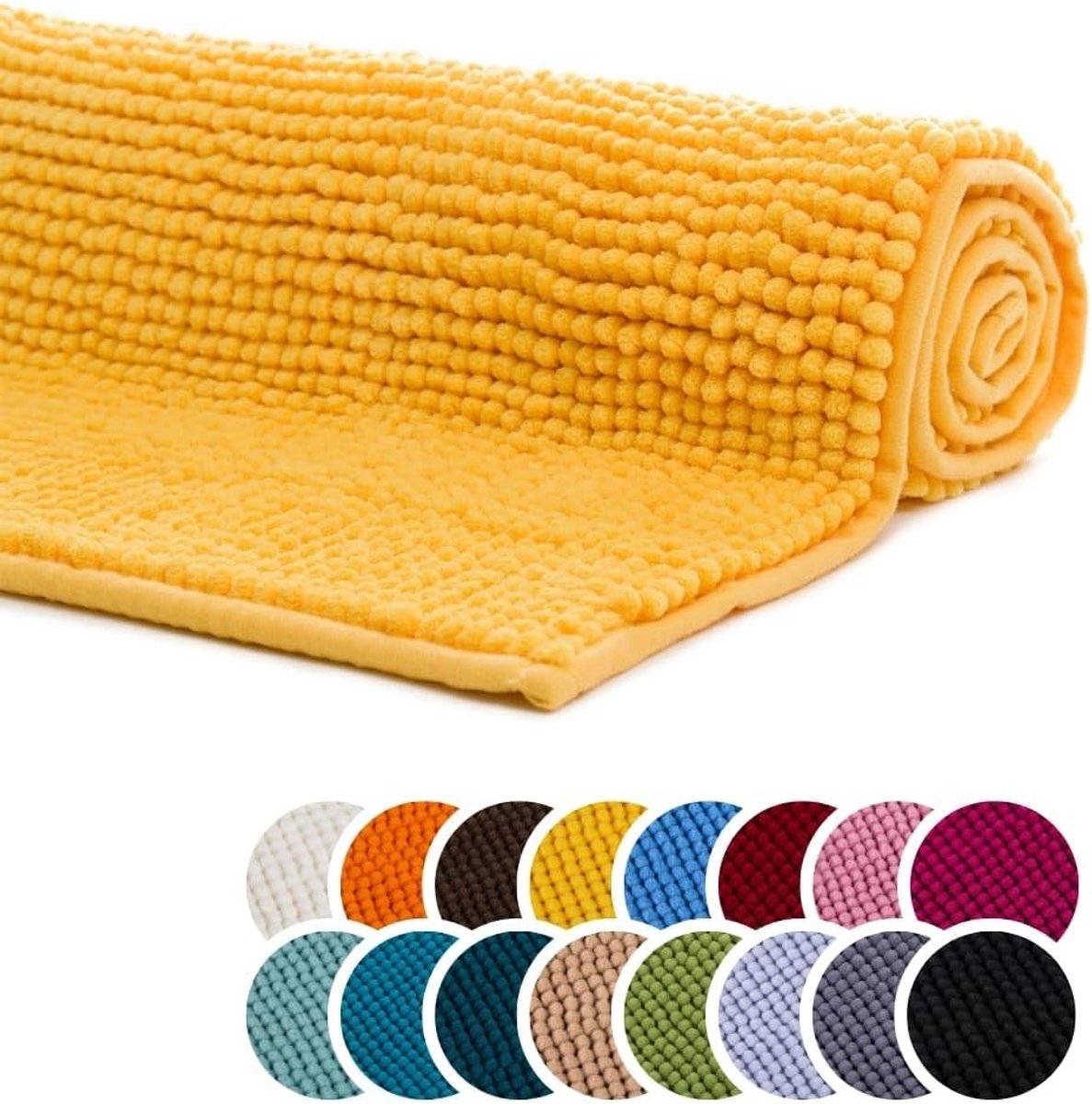 Badmat - 50 x 70 cm - Microvezel - Modern - Antislip - Machinewasbaar - Geel