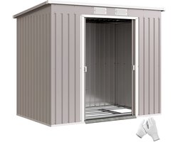 Outsunny Garden Storage Shed-Verzinkt Staal-213L x 130B x 172H cm-Lichtgrijs