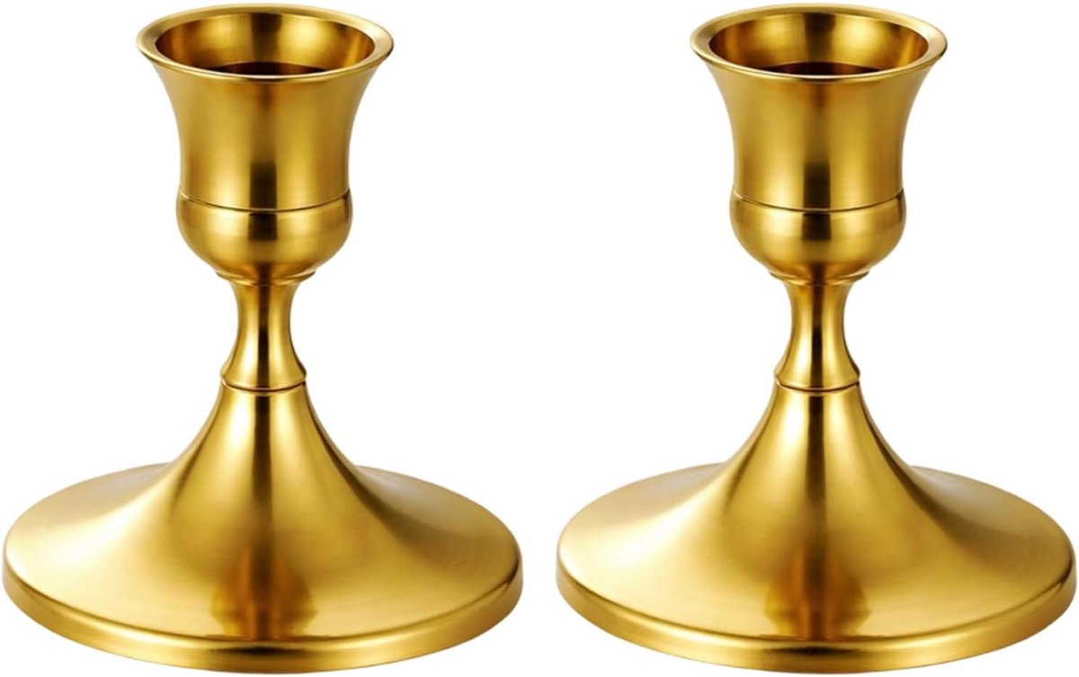 Kandelaar - Set van 2 - Koper - Vintage - Goud