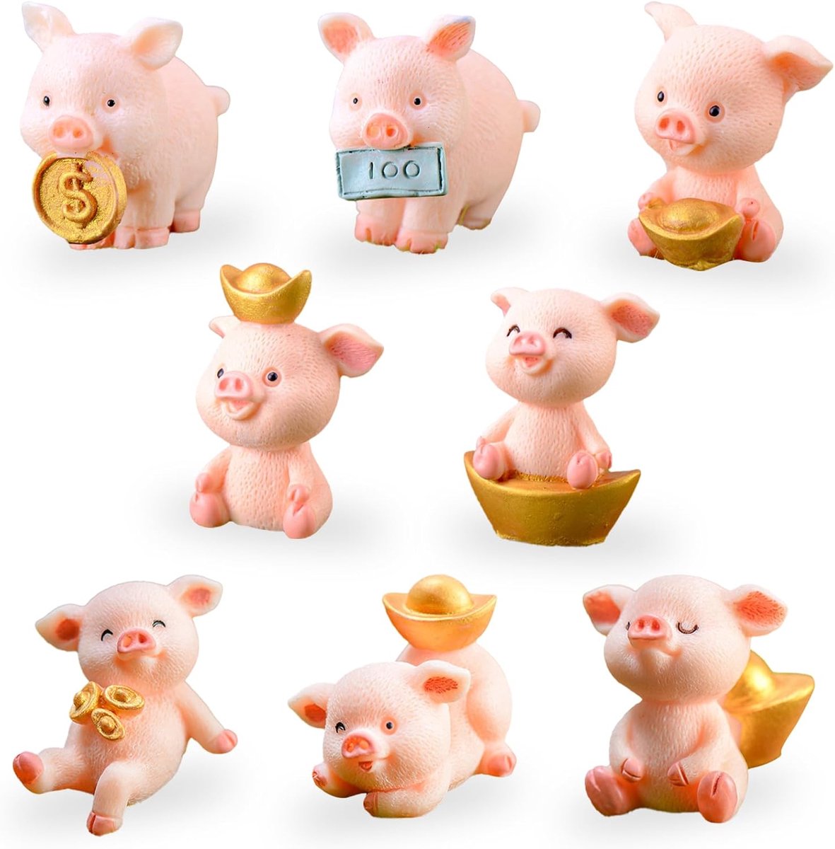 Decoratiebeeld - Set van 8 - Polyresin - Rustiek
