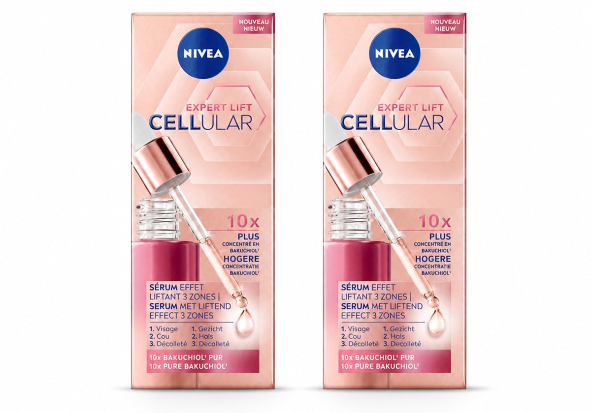 2 x NIVEA - Gezichtsserum - CELLular Expert Lift - Met Bakuchiol - Liftend effect - Alternatief voor Retinol - Voor alle huidtypen - 30 ml - Bulkverpakking - 2 stuks