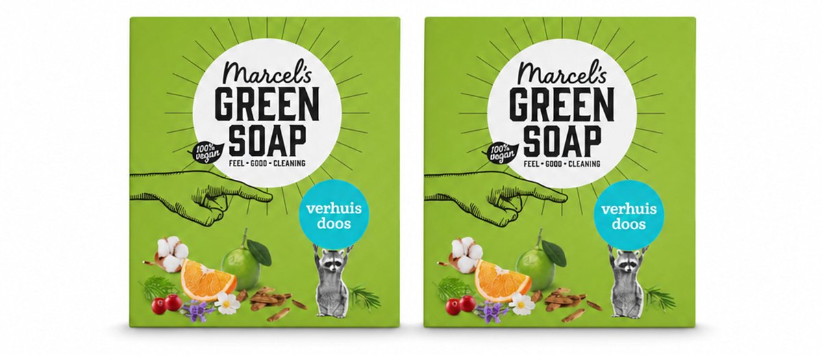 2 x Marcel's Green Soap - Verhuisdoos - Duurzaam Schoonmaken - Natuurlijke verzorging - 8 Zeepjes - Voordeelverpakking - 2 stuks