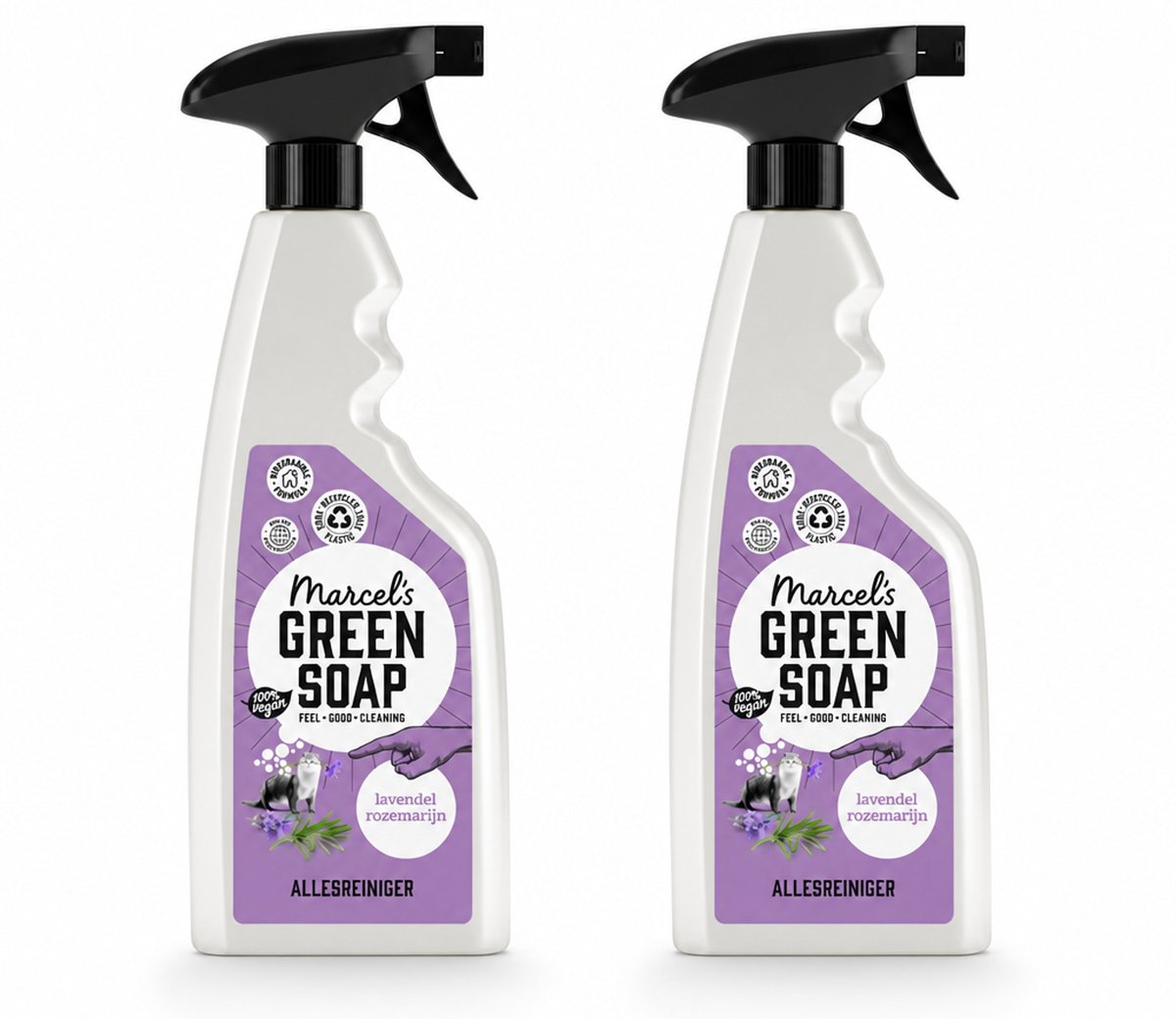 2 x Marcel’s Green Soap – Allesreiniger Spray – Lavendel & Rozemarijn – 500 ml - Bulkverpakking - 2 stuks
