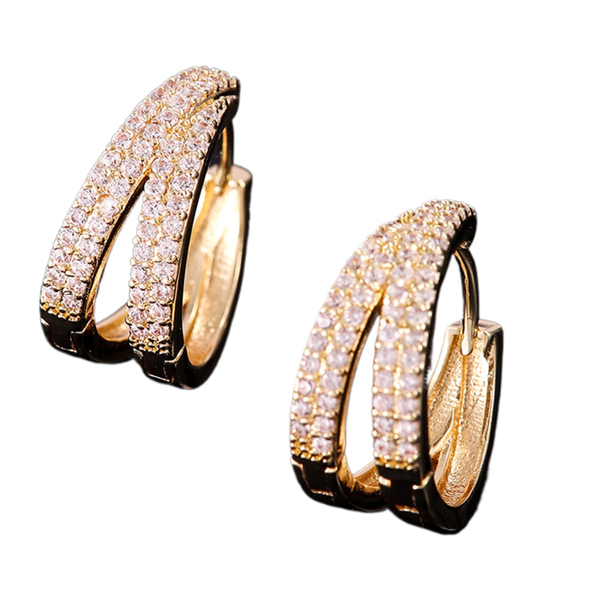 Plux Fashion Dubbele Oorbellen - Goud - 20mm - Stainless Steel - Dames - Gouden Oorbellen - Hoops Earrings - Sieraden Cadeau - Oorringen Goud - Duurzame Kwaliteit - Halloween - Oktoberfeest