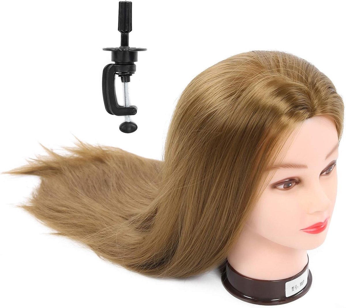 Hairstyling Trainingshoofd voor Cosmetica, Mannequin Hoofd met Haar voor Make-up en Vlechten, 65 cm Model voor Kappersopleiding