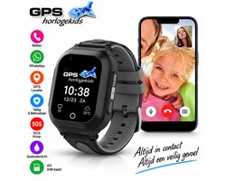 GPSHorlogeKids© - GPS horloge kind - smartwatch kinderen - WhatsApp - 4G videobellen - spatwaterdicht - SOS alarm - incl. SIM - OMNI Zwart