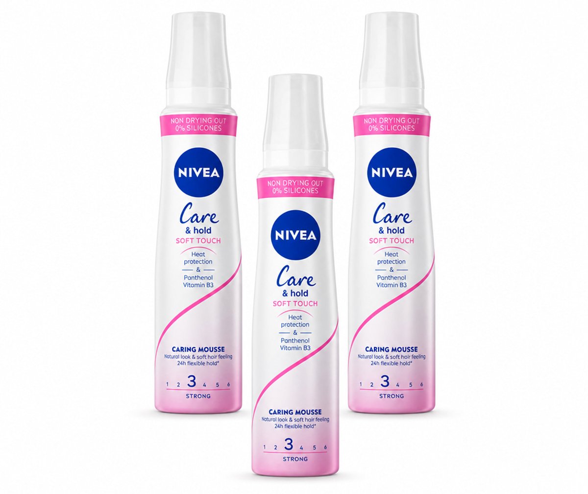 3 x NIVEA - Haarschuim - Verzorging & Stevigheid Zachte Aanzet - 24 Uur Lang Bescherming - 250 ml - Bulkverpakking - 3 stuks